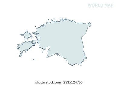 Estonia Map - World map International vector template with blue stork line and blue geometric shapes isolated on white background for design, infographic, website - Vector illustration eps 10
