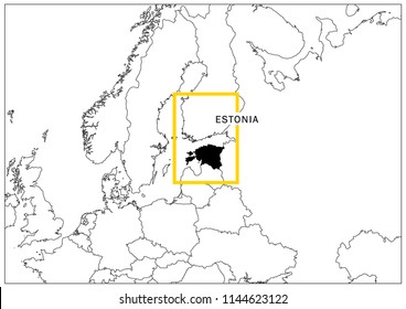 Estonia map yellow frame geography national 