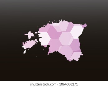 Estonia map-Purple map made of hexagon on black and gray background, gradient color. Vector illustration eps 10.