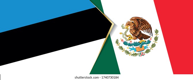 Banderas de Estonia y México, dos banderas vectoriales símbolo de relación o enfrentamiento.