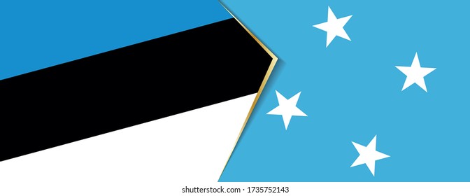 Estonia and Micronesia flags, two vector flags symbol of relationship or confrontation.