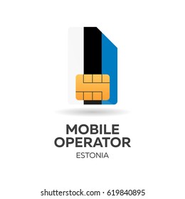 Estonia mobile operator. SIM card with flag. Vector illustration