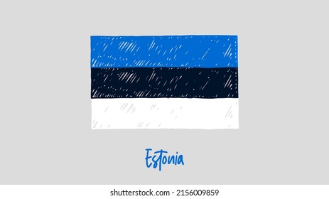 Estonia National Country Flag Marker or Pencil Sketch Illustration Vector