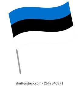 Estonia national flag flutters with flagpole