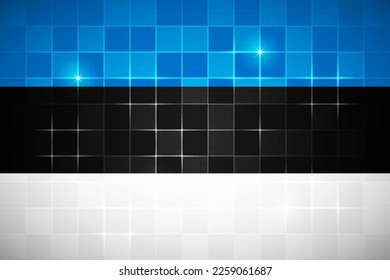 Estonia National Flag Rectangle 3:2 Ratio Chessboard Digital Neon Grid Square Brick Design Backdrop Background