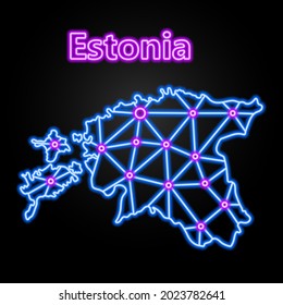 Estonia neon map, isolated vector illustration.
