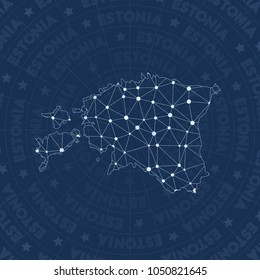 Estonia network style country map. Fantastic space style, modern design for infographics or presentation.