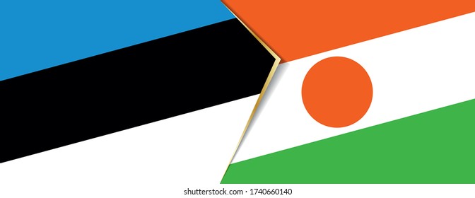 Estonia and Niger flags, two vector flags symbol of relationship or confrontation.