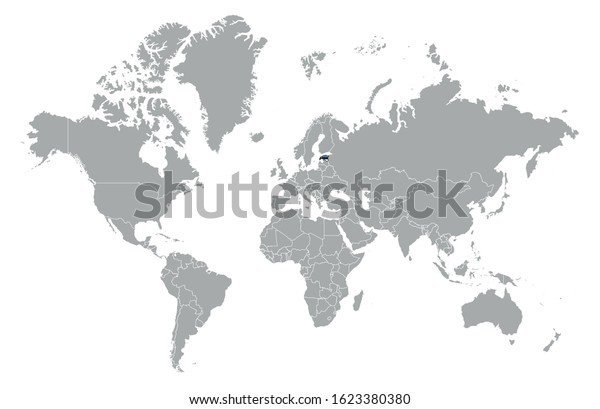 Estonia On Detailed World Map Overlay Stock Vector Royalty Free