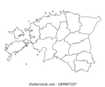 estonia outline map. detailed isolated vector country border contour map on white background.