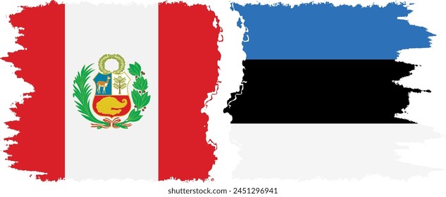 Estonia and Peru grunge flags connection, vector