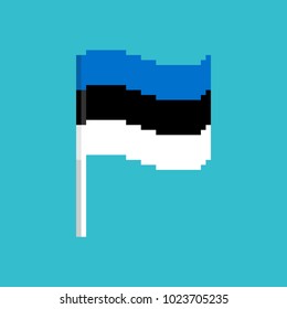 Estonia Pixel flag. Pixelated banner Estonian. political bit icon. Vector illustration