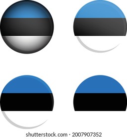 Estonia Round Country Flag in different styles disc badge vector illustration