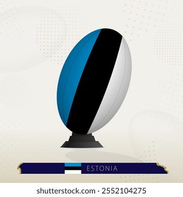 Estonia Rugby Ball on Rugby Kicking Tees with Modern Design. Illustration perfect for sports, national pride, and rugby-related projects.