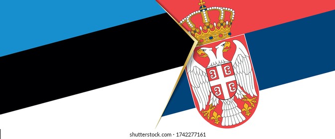 Estland und Serbien flaggen, zwei Vektorflaggen Symbol für Beziehung oder Konfrontation.