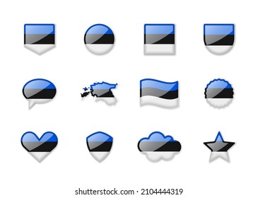 Estonia - conjunto de banderas brillantes de diferentes formas. Ilustración del vector