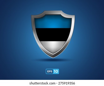 Estonia shield on the blue background