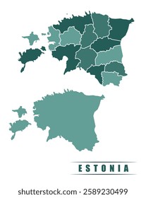 Estonia simple flat political map with states border