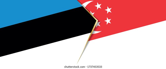Estonia and Singapore flags, two vector flags symbol of relationship or confrontation.