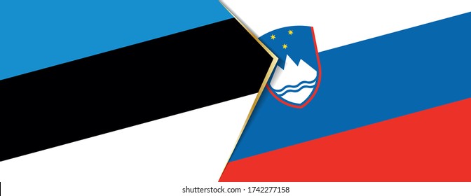 Banderas de Estonia y Eslovenia, dos banderas vectoriales símbolo de relación o enfrentamiento.