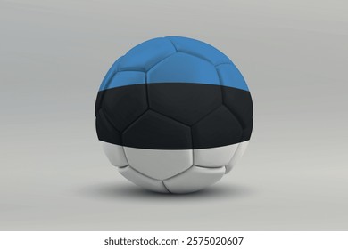 Estonia soccer ball featuring the national flag design on a gray background