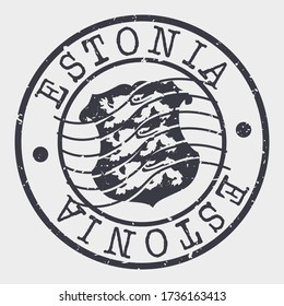 Estonia Stamp Postal. A Flag Silhouette Seal. Passport Round Design. Emblema Vector Icon Design Retro Travel.