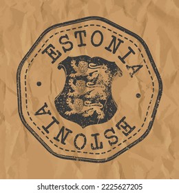 Estonia Stamp Travel Passport. Design Retro Symbol Country. Old Vintage Postmark.