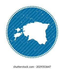 Estonia striped retro travel sticker. Badge with map of country, vector illustration. Can be used as insignia, logotype, label, sticker or badge of the Estonia.