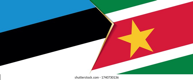 Estonia and Suriname flags, two vector flags symbol of relationship or confrontation.
