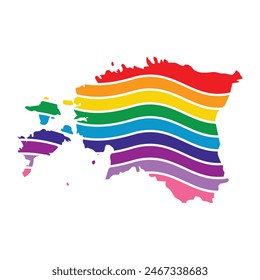 Estonia swoosh silhouette rainbow map