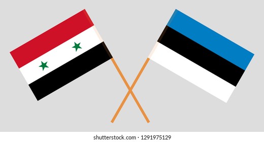 Estonia and Syria. The Estonian and Syrian flags. Official proportion. Correct colors. Vector illustration