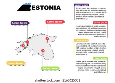 Estonia travel location infographic, tourism and vacation concept, popular places of Estonia, country graphic vector template, designed map idea, sightseeing destinations