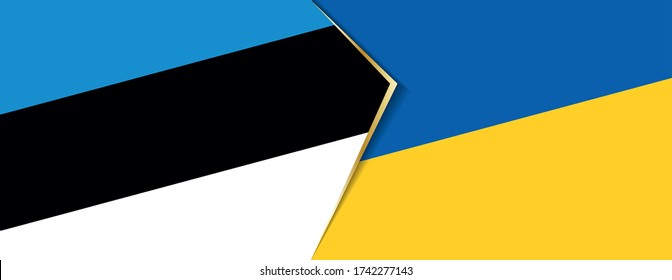 Estonia and Ukraine flags, two vector flags symbol of relationship or confrontation.