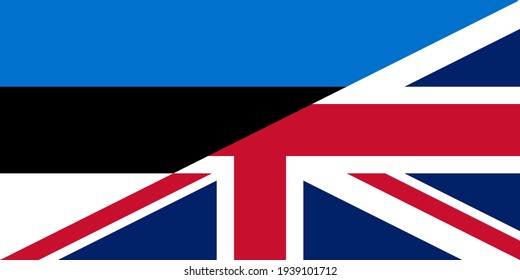 Estonia und das vereinte Königreich Flaggen. Vektorhintergrund