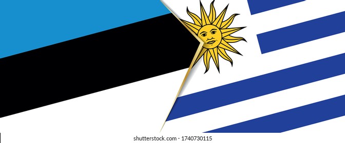Banderas de Estonia y Uruguay, dos banderas vectoriales símbolo de relación o enfrentamiento.