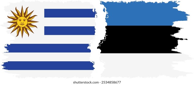 Conexión de banderas grunge de Estonia y Uruguay, Vector