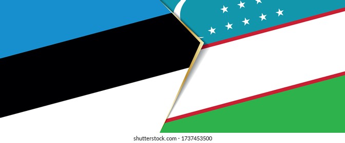 Banderas de Estonia y Uzbekistán, dos banderas vectoriales símbolo de relación o enfrentamiento.