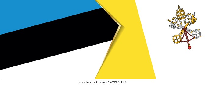 Banderas de Estonia y la Ciudad del Vaticano, dos banderas vectoriales símbolo de relación o enfrentamiento.