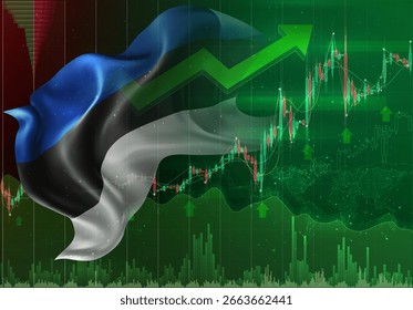 Estonia, vector 3d flag financial exchange trend up