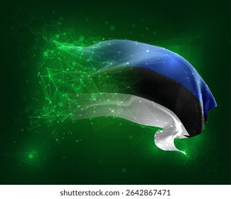 Estonia, vector 3d flag on green background and numbers