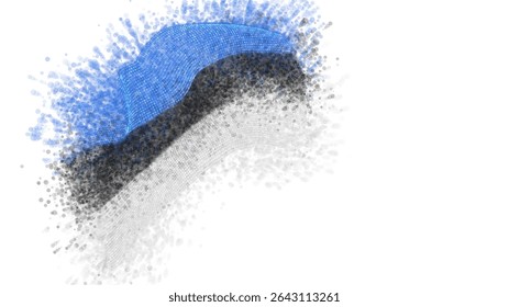 Estonia, bandera 3D de Vector con un chapoteo de puntos de pintura, explosión de puntos de colores