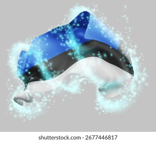Estonia, bandera de Vector 3d en un torbellino de brillo mágico