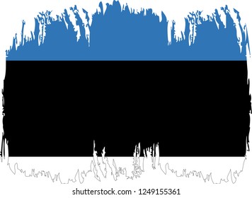 Estonia vector grunge brush stroke with  national flag and contour map. 