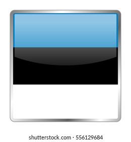Estonia vector icon flag. Isolated square glass glossy glow button with national flag of the Estonia .