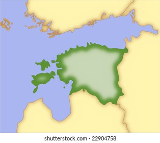 Estonia, vector map, with borders of surrounding countries. 5 named layers, fully editable.