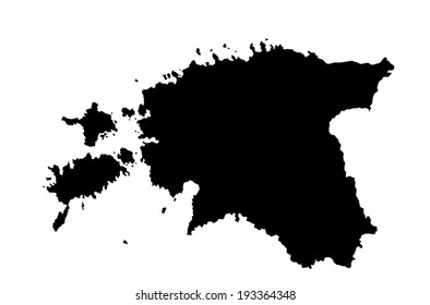 Estonia vector map silhouette isolated on white background. High detailed illustration. Former SSSR country. State in Europe Union.