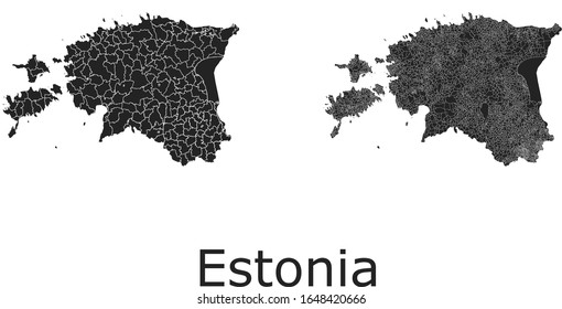 Estonia vector maps with administrative regions, municipalities, departments, borders