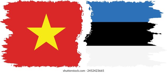 Estonia and Vietnam grunge flags connection, vector