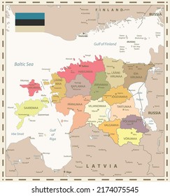 Estland Vintage Farbkarte. Vektorgrafik.