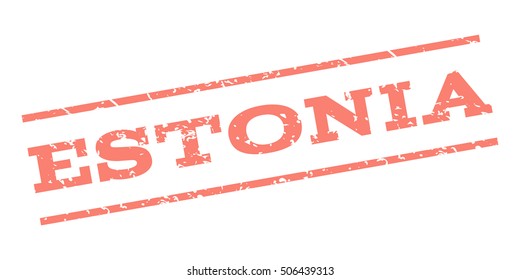Estonia watermark stamp. Text caption between parallel lines with grunge design style. Rubber seal stamp with unclean texture. Vector salmon color ink imprint on a white background.